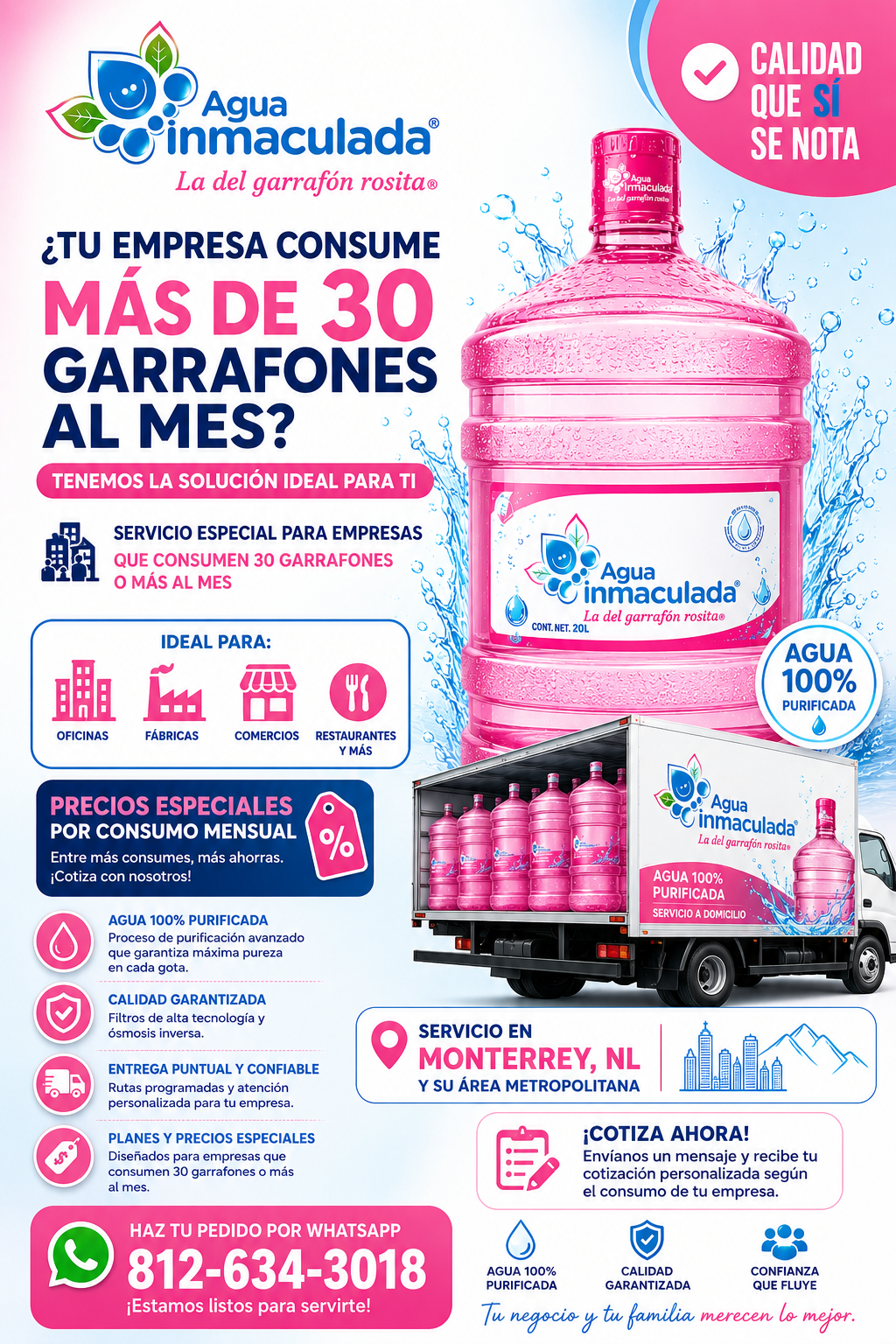 Flyer de Agua Inmaculada para empresas